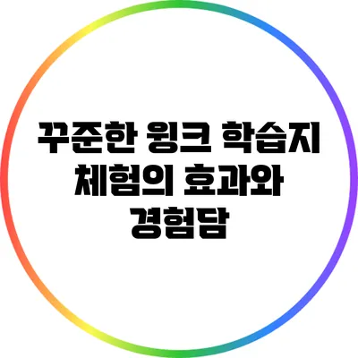 꾸준한 윙크 학습지 체험의 효과와 경험담