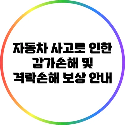 자동차 사고로 인한 감가손해 및 격락손해 보상 안내