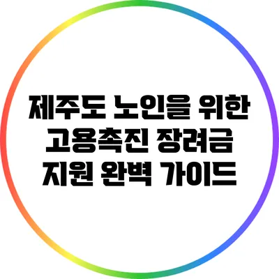 제주도 노인을 위한 고용촉진 장려금 지원 완벽 가이드