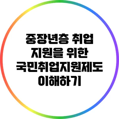 중장년층 취업 지원을 위한 국민취업지원제도 이해하기