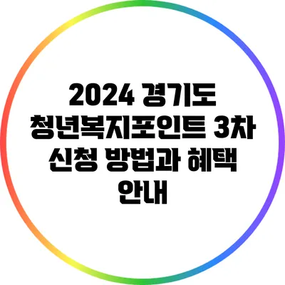 2024 경기도 청년복지포인트 3차 신청 방법과 혜택 안내