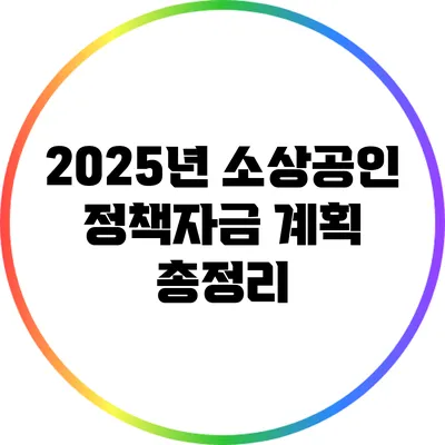 2025년 소상공인 정책자금 계획 총정리