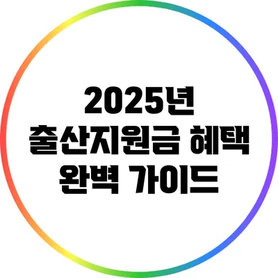 2025년 출산지원금 혜택 완벽 가이드