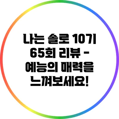 나는 솔로 10기 65회 리뷰 - 예능의 매력을 느껴보세요!