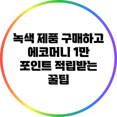 녹색 제품 구매하고 에코머니 1만 포인트 적립받는 꿀팁