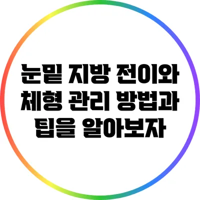 눈밑 지방 전이와 체형 관리: 방법과 팁을 알아보자