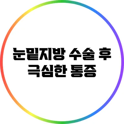 눈밑지방 수술 후 극심한 통증