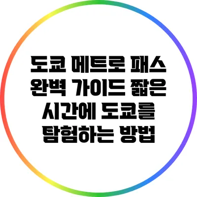 도쿄 메트로 패스 완벽 가이드: 짧은 시간에 도쿄를 탐험하는 방법