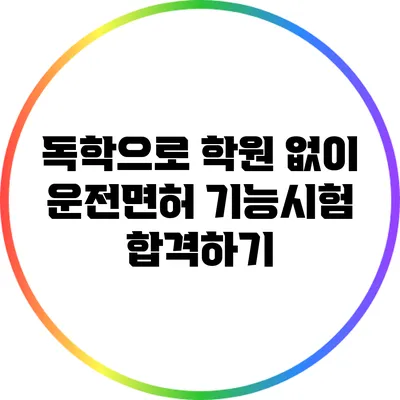 독학으로 학원 없이 운전면허 기능시험 합격하기