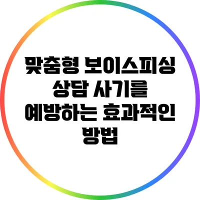 맞춤형 보이스피싱 상담: 사기를 예방하는 효과적인 방법
