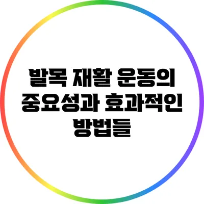 발목 재활 운동의 중요성과 효과적인 방법들