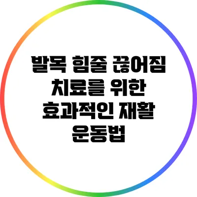 발목 힘줄 끊어짐 치료를 위한 효과적인 재활 운동법