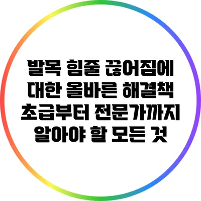 발목 힘줄 끊어짐에 대한 올바른 해결책: 초급부터 전문가까지 알아야 할 모든 것