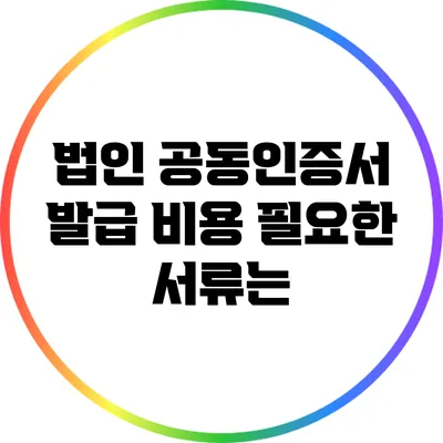 법인 공동인증서 발급 비용: 필요한 서류는?