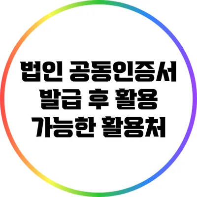 법인 공동인증서 발급 후 활용 가능한 활용처