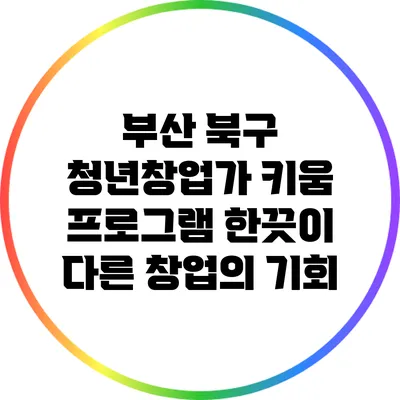 부산 북구 청년창업가 키움 프로그램: 한끗이 다른 창업의 기회