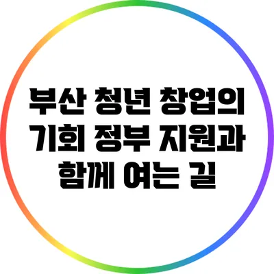 부산 청년 창업의 기회: 정부 지원과 함께 여는 길