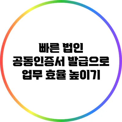 빠른 법인 공동인증서 발급으로 업무 효율 높이기