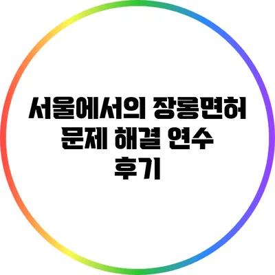 서울에서의 장롱면허 문제 해결: 연수 후기