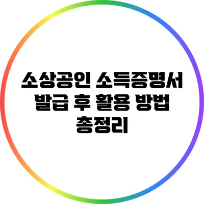 소상공인 소득증명서 발급 후 활용 방법 총정리