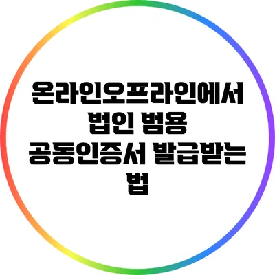 온라인/오프라인에서 법인 범용 공동인증서 발급받는 법