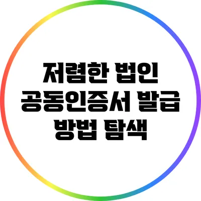 저렴한 법인 공동인증서 발급 방법 탐색