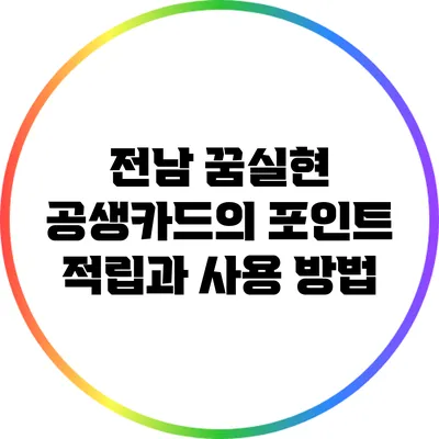 전남 꿈실현 공생카드의 포인트 적립과 사용 방법