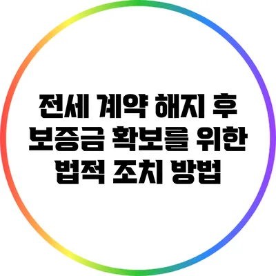 전세 계약 해지 후 보증금 확보를 위한 법적 조치 방법