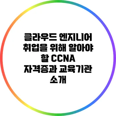 클라우드 엔지니어 취업을 위해 알아야 할 CCNA 자격증과 교육기관 소개