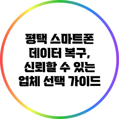 평택 스마트폰 데이터 복구, 신뢰할 수 있는 업체 선택 가이드