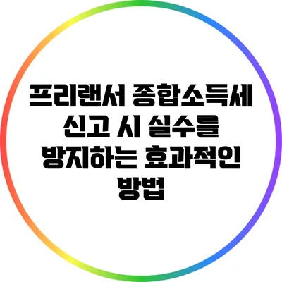 프리랜서 종합소득세 신고 시 실수를 방지하는 효과적인 방법