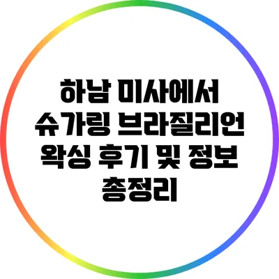 하남 미사에서 슈가링 브라질리언 왁싱 후기 및 정보 총정리