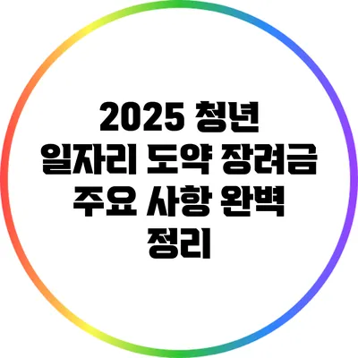 2025 청년 일자리 도약 장려금 주요 사항 완벽 정리
