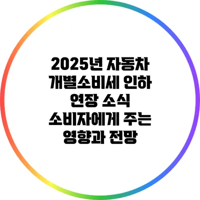 2025년 자동차 개별소비세 인하 연장 소식: 소비자에게 주는 영향과 전망