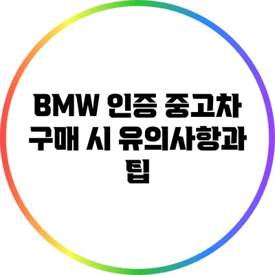BMW 인증 중고차 구매 시 유의사항과 팁