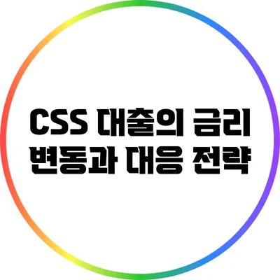 CSS 대출의 금리 변동과 대응 전략