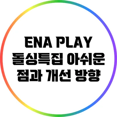 ENA PLAY 돌싱특집: 아쉬운 점과 개선 방향