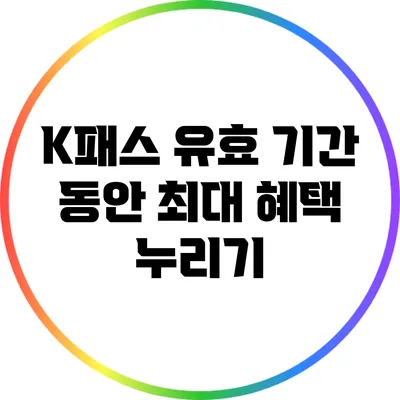 K패스 유효 기간 동안 최대 혜택 누리기