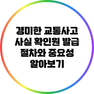 경미한 교통사고 사실 확인원 발급: 절차와 중요성 알아보기