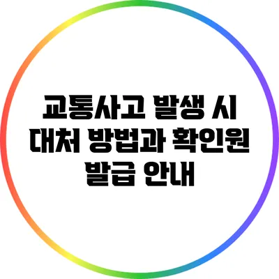 교통사고 발생 시 대처 방법과 확인원 발급 안내