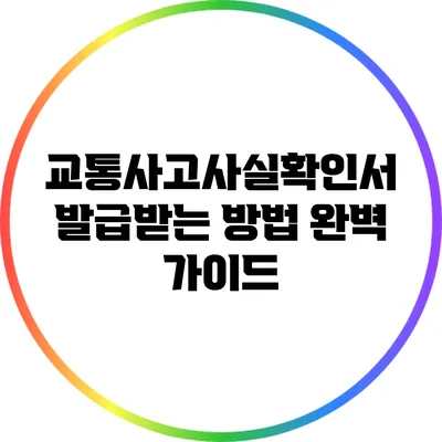교통사고사실확인서 발급받는 방법 완벽 가이드