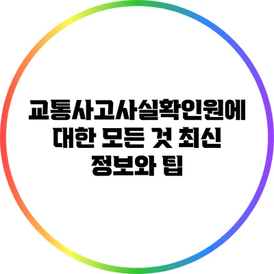 교통사고사실확인원에 대한 모든 것: 최신 정보와 팁