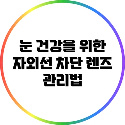 눈 건강을 위한 자외선 차단 렌즈 관리법