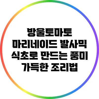 방울토마토 마리네이드: 발사믹 식초로 만드는 풍미 가득한 조리법
