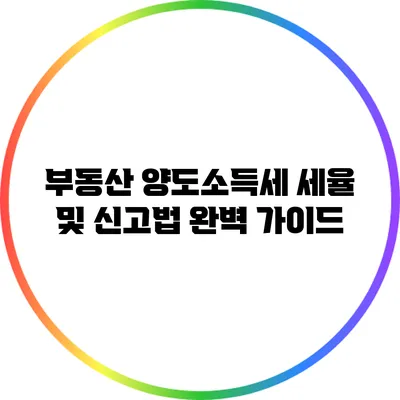 부동산 양도소득세 세율 및 신고법 완벽 가이드