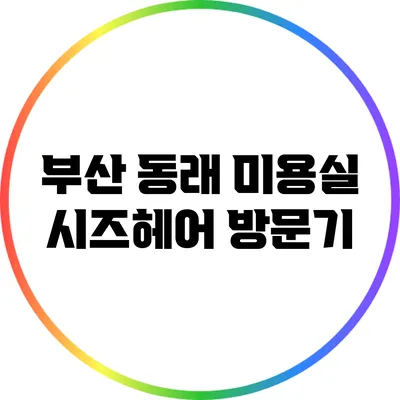부산 동래 미용실 시즈헤어 방문기