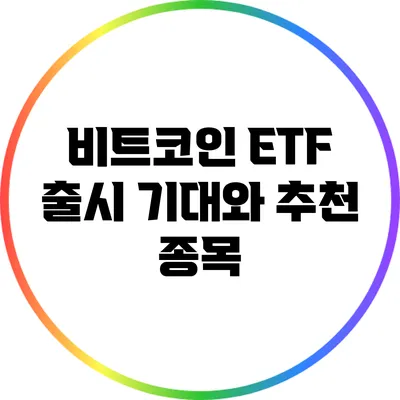 비트코인 ETF 출시 기대와 추천 종목