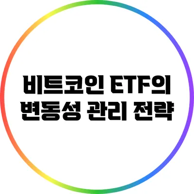 비트코인 ETF의 변동성 관리 전략
