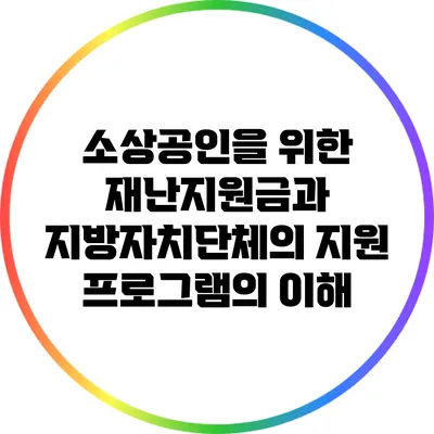 소상공인을 위한 재난지원금과 지방자치단체의 지원 프로그램의 이해