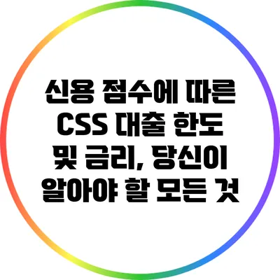 신용 점수에 따른 CSS 대출 한도 및 금리, 당신이 알아야 할 모든 것